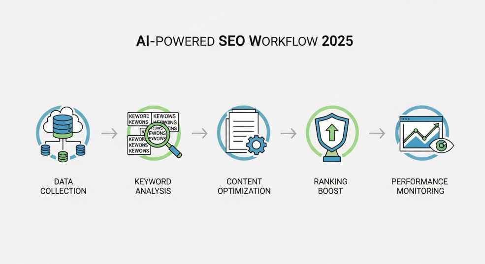 AI in SEO 2025 workflow infographic